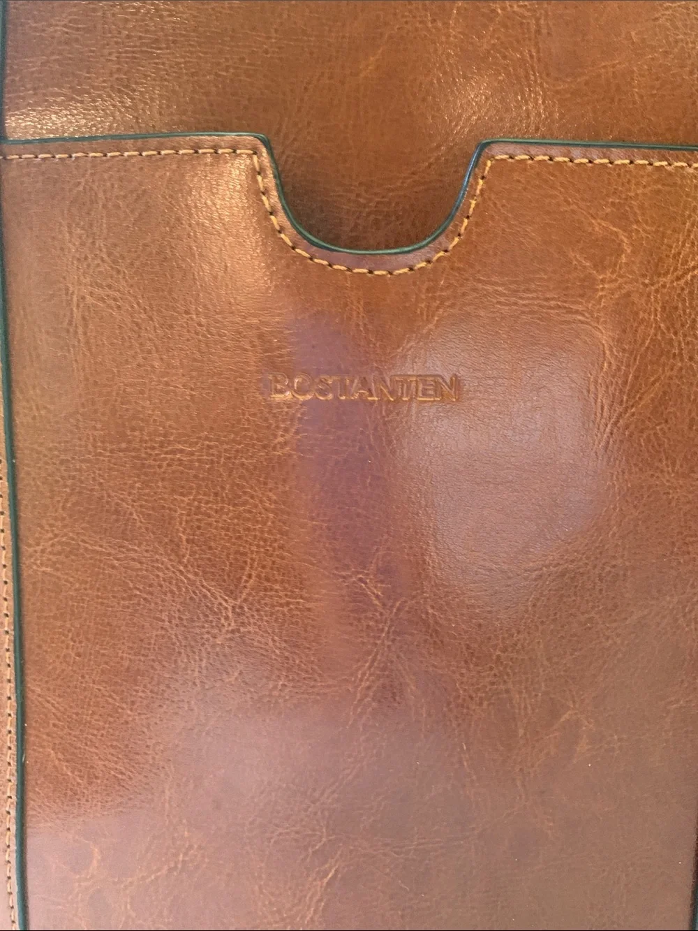 Bostonian Leather Laptop Tote - Cognac Brown.